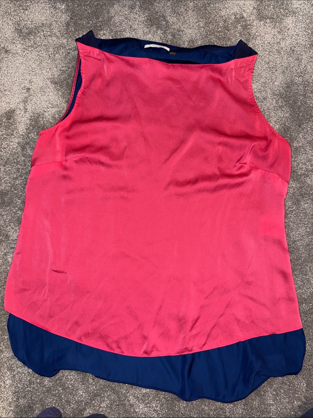 Two-Tone Pink and Navy Sleeveless Top